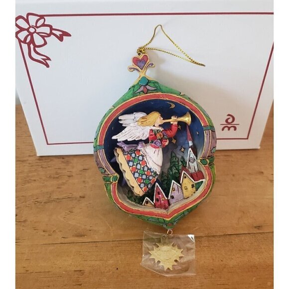 2008 JIM SHORE A HEAVENLY TUNE ANGEL VILLAGE CHRISTMAS ORNAMENT DANBURY MINT - Picture 3 of 7